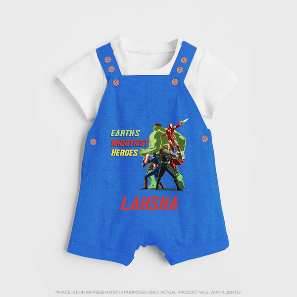 Little Avengers Team Dungaree Set | Custom Dungaree Set for Baby Superheroes - COBALT BLUE - 0 - 5 Months Old (Chest 18")