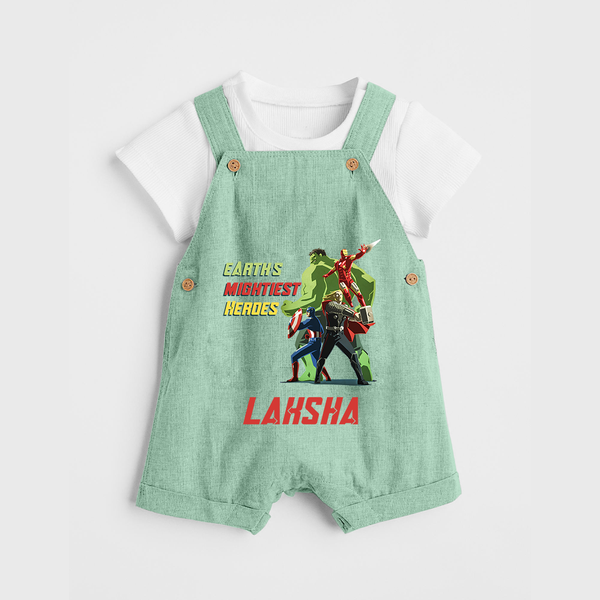 Little Avengers Team Dungaree Set | Custom Dungaree Set for Baby Superheroes - MINT GREEN - 0 - 5 Months Old (Chest 18")
