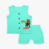 Earth's Mightiest Heros - Avengers Jabla Set For Babies - AQUA GREEN - 0 - 3 Months Old (Chest 9.8")