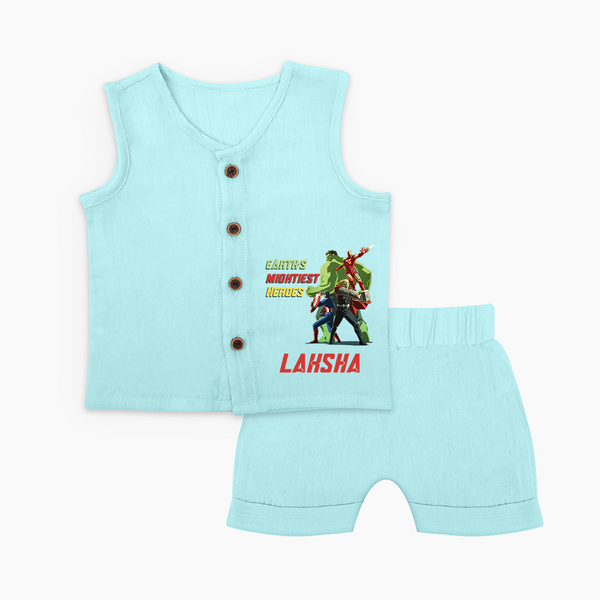 Little Avengers Team Jabla Set | Custom Jabla Set for Baby Superheroes - BABY BLUE - 0 - 3 Months Old (Chest 9.8")