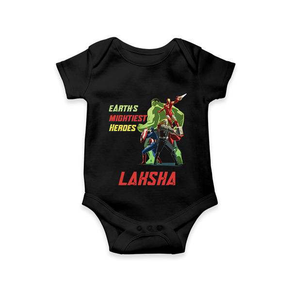 Little Avengers Team Romper | Custom Romper for Baby Superheroes - BLACK - New Born (Chest 14")