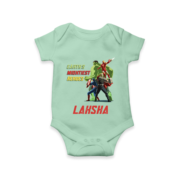 Little Avengers Team Romper | Custom Romper for Baby Superheroes - MINT GREEN - New Born (Chest 14")