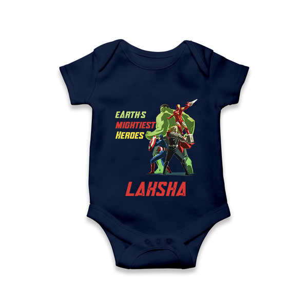 Little Avengers Team Romper | Custom Romper for Baby Superheroes - NAVY BLUE - New Born (Chest 14")