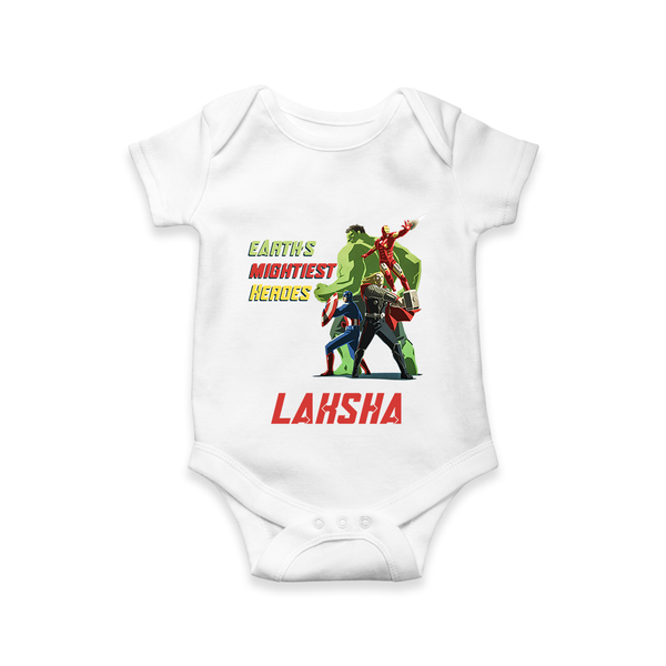 Little Avengers Team Romper | Custom Romper for Baby Superheroes - WHITE - New Born (Chest 14")