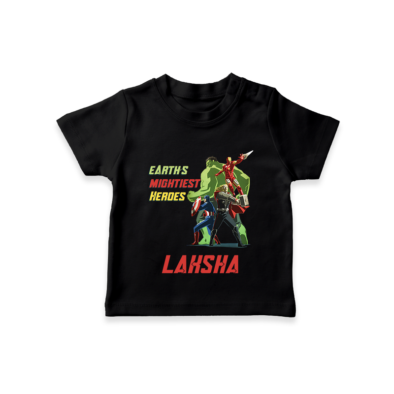 Little Avengers Team T-Shirt | Custom T-Shirt for Baby Superheroes - BLACK - 0-5 Months Old (Chest 17")