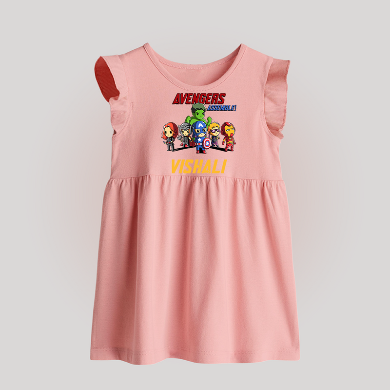 Little Avengers Assemble Baby Frock | Personalized Baby Baby Frock for Future Heroes - BABY PINK - 0 - 3 Months Old (Chest 17")