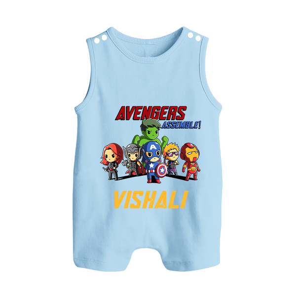 Little Avengers Assemble Romper Suit / Sleeveless Romper | Personalized Baby Romper Suit / Sleeveless Romper for Future Heroes - BABY BLUE - 0 - 5 Months Old (Chest 18")
