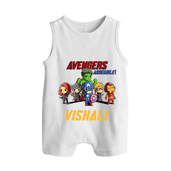 Little Avengers Assemble Romper Suit / Sleeveless Romper | Personalized Baby Romper Suit / Sleeveless Romper for Future Heroes - WHITE - 0 - 5 Months Old (Chest 18")