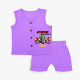 Avengers Assemble - Cute Little Avengers  Jabla Set For Babies - PURPLE - 0 - 3 Months Old (Chest 9.8")