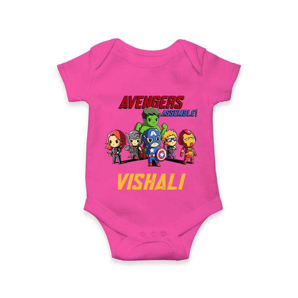 Little Avengers Assemble Romper | Personalized Baby Romper for Future Heroes - HOT PINK - New Born (Chest 14")