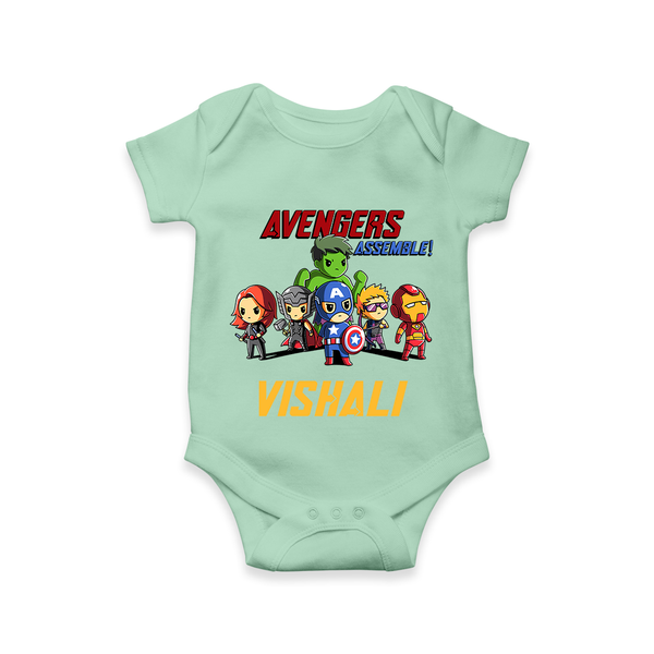 Little Avengers Assemble Romper | Personalized Baby Romper for Future Heroes - MINT GREEN - New Born (Chest 14")