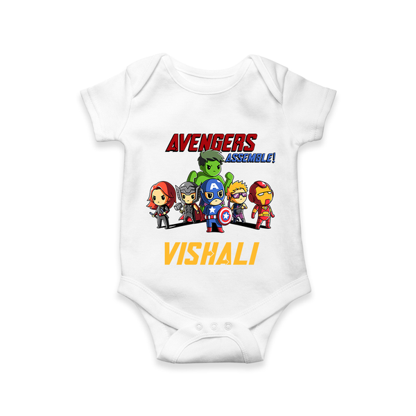 Little Avengers Assemble Romper | Personalized Baby Romper for Future Heroes - WHITE - New Born (Chest 14")