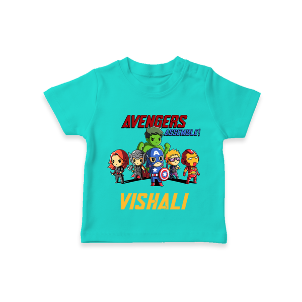 Little Avengers Assemble T-Shirt | Personalized Baby T-Shirt for Future Heroes - TEAL - 0-5 Months Old (Chest 17")