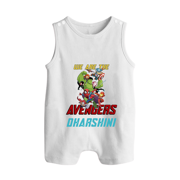 Little Avengers Leader Romper Suit / Sleeveless Romper | Custom Baby Romper Suit / Sleeveless Romper for Little Heroes - WHITE - 0 - 5 Months Old (Chest 18")