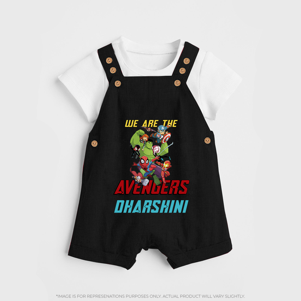 Little Avengers Leader Dungaree Set | Custom Baby Dungaree Set for Little Heroes - BLACK - 0 - 5 Months Old (Chest 18")