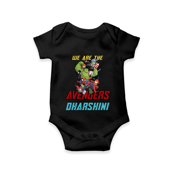 Little Avengers Leader Romper | Custom Baby Romper for Little Heroes - BLACK - New Born (Chest 14")