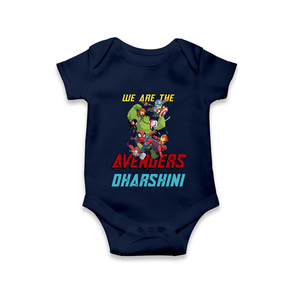 Little Avengers Leader Romper | Custom Baby Romper for Little Heroes - NAVY BLUE - New Born (Chest 14")