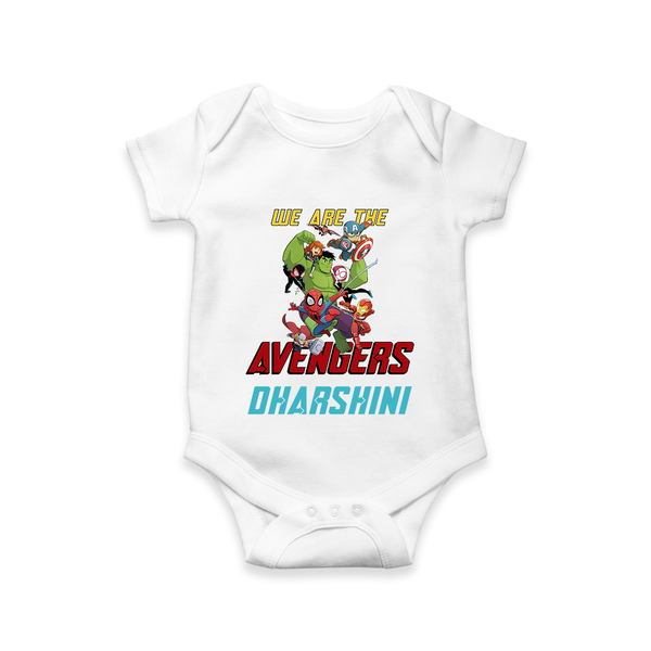 Little Avengers Leader Romper | Custom Baby Romper for Little Heroes - WHITE - New Born (Chest 14")