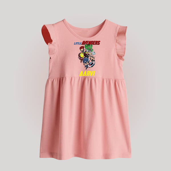Little Avengers Team Baby Frock | Custom Name Baby Frock for Aspiring Avengers - BABY PINK - 0 - 3 Months Old (Chest 17")