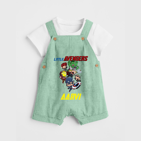 Little Avengers Team Dungaree Set | Custom Name Dungaree Set for Aspiring Avengers - MINT GREEN - 0 - 5 Months Old (Chest 18")