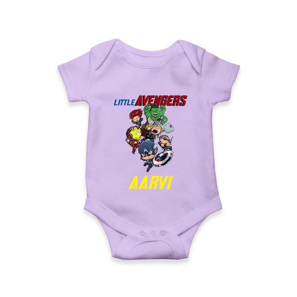 Little Avengers Team Romper | Custom Name Romper for Aspiring Avengers - LILAC - New Born (Chest 14")