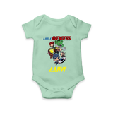 Little Avengers Team Romper | Custom Name Romper for Aspiring Avengers - MINT GREEN - New Born (Chest 14")