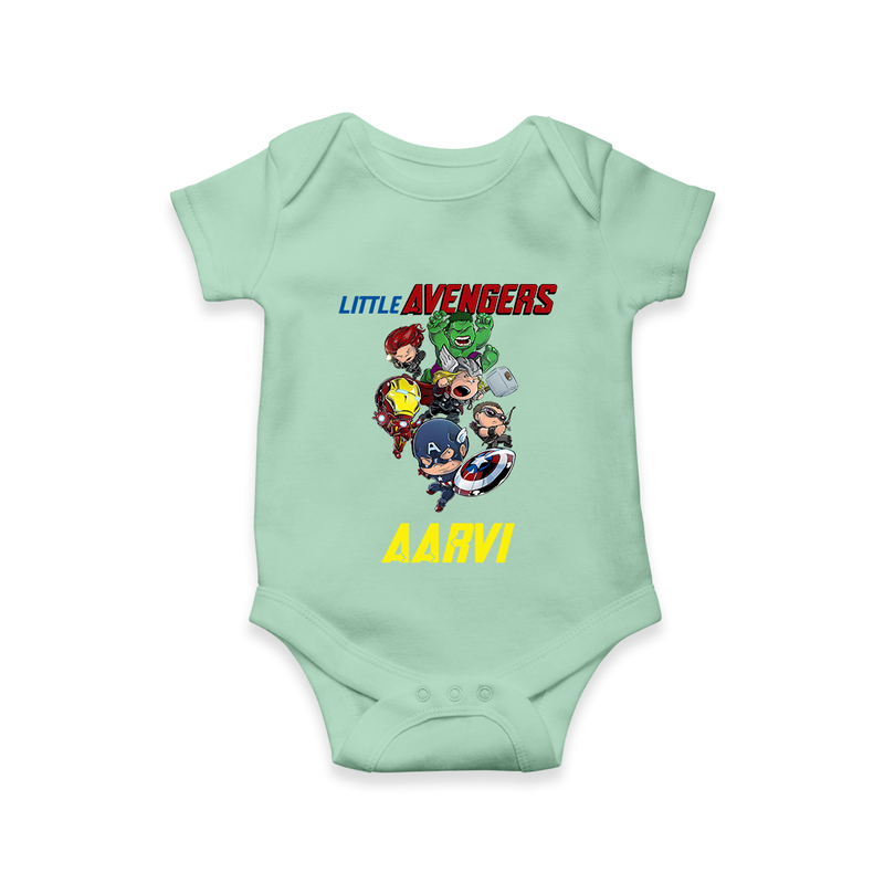Little Avengers Team Romper | Custom Name Romper for Aspiring Avengers - MINT GREEN - New Born (Chest 14")