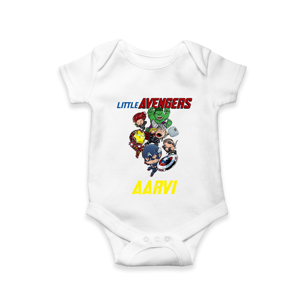 Little Avengers Team Romper | Custom Name Romper for Aspiring Avengers - WHITE - New Born (Chest 14")