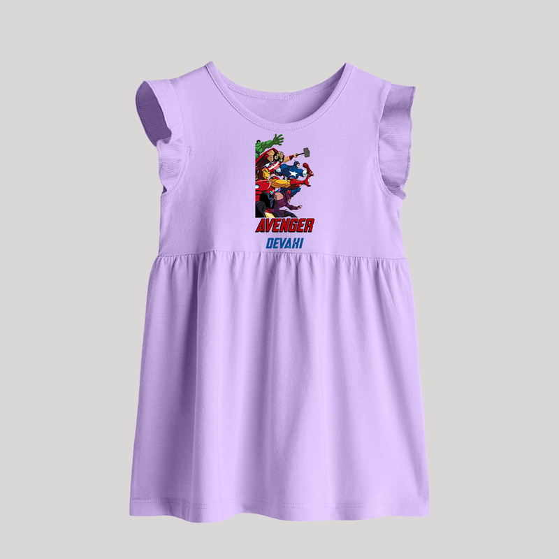 Avengers Team Baby Frock | Custom Name Baby Frock for Aspiring Avengers - LILAC - 0 - 3 Months Old (Chest 17")