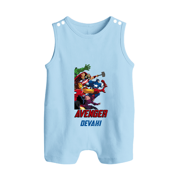 Avengers Team Romper Suit / Sleeveless Romper | Custom Name Romper Suit / Sleeveless Romper for Aspiring Avengers - BABY BLUE - 0 - 5 Months Old (Chest 18")