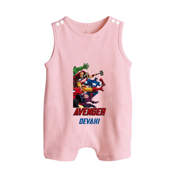 Avengers Team Romper Suit / Sleeveless Romper | Custom Name Romper Suit / Sleeveless Romper for Aspiring Avengers - BABY PINK - 0 - 5 Months Old (Chest 18")