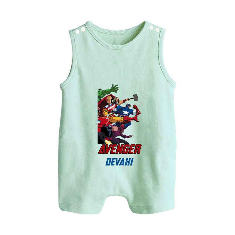 Avengers Team Romper Suit / Sleeveless Romper | Custom Name Romper Suit / Sleeveless Romper for Aspiring Avengers - MINT GREEN - 0 - 5 Months Old (Chest 18")