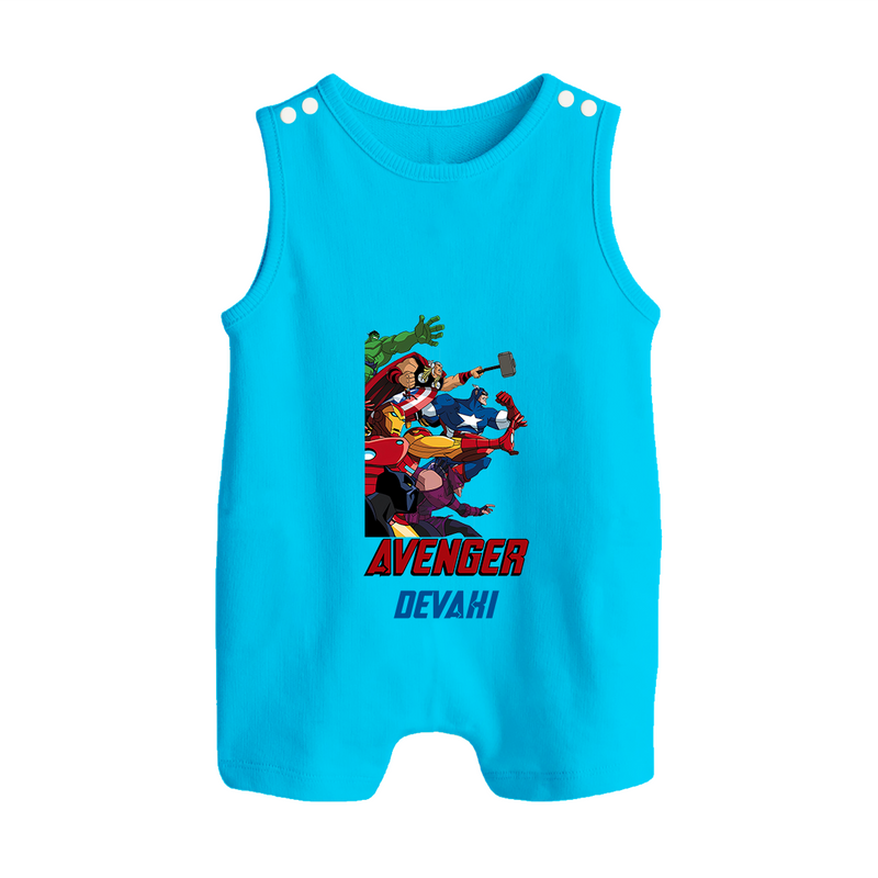 Avengers Team Romper Suit / Sleeveless Romper | Custom Name Romper Suit / Sleeveless Romper for Aspiring Avengers - SKY BLUE - 0 - 5 Months Old (Chest 18")