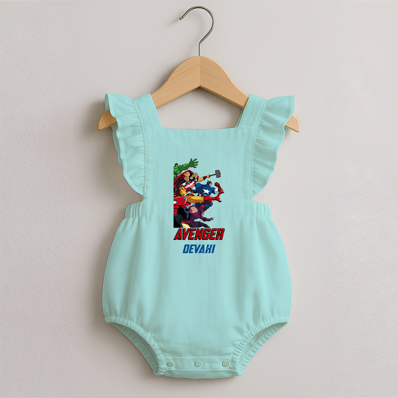 Avengers Team Romper Frock | Custom Name Romper Frock for Aspiring Avengers - MINT GREEN - 0 - 3 Months Old (Chest 19")