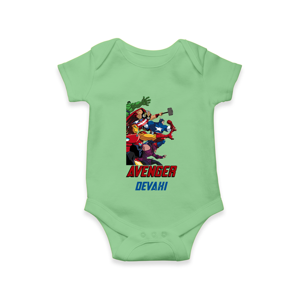 Avengers Team Romper | Custom Name Romper for Aspiring Avengers - GREEN - New Born (Chest 14")