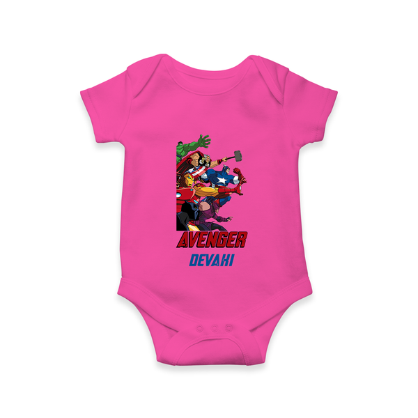 Avengers Team Romper | Custom Name Romper for Aspiring Avengers - HOT PINK - New Born (Chest 14")