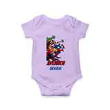 Avengers Team Romper | Custom Name Romper for Aspiring Avengers - LILAC - New Born (Chest 14")