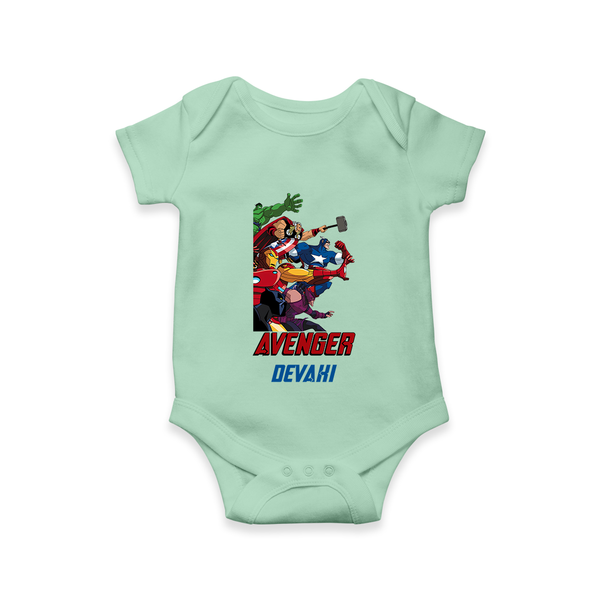 Avengers Team Romper | Custom Name Romper for Aspiring Avengers - MINT GREEN - New Born (Chest 14")