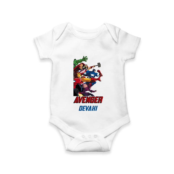 Avengers Team Romper | Custom Name Romper for Aspiring Avengers - WHITE - New Born (Chest 14")