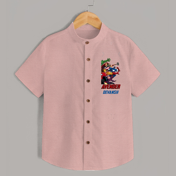 Avengers Team Shirt | Custom Name Shirt for Aspiring Avengers - PEACH - 0 - 6 Months Old (Chest 23")
