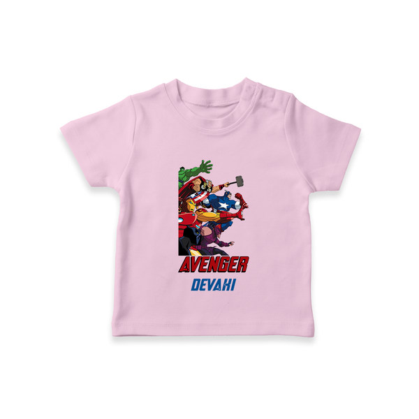 Avengers Team T-Shirt | Custom Name T-Shirt for Aspiring Avengers - BABY PINK - 0-5 Months Old (Chest 17")