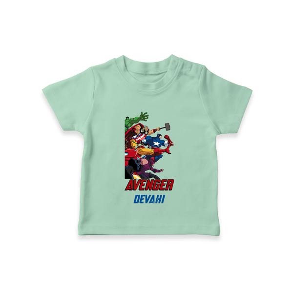 Avengers Team T-Shirt | Custom Name T-Shirt for Aspiring Avengers - MINT GREEN - 0-5 Months Old (Chest 17")