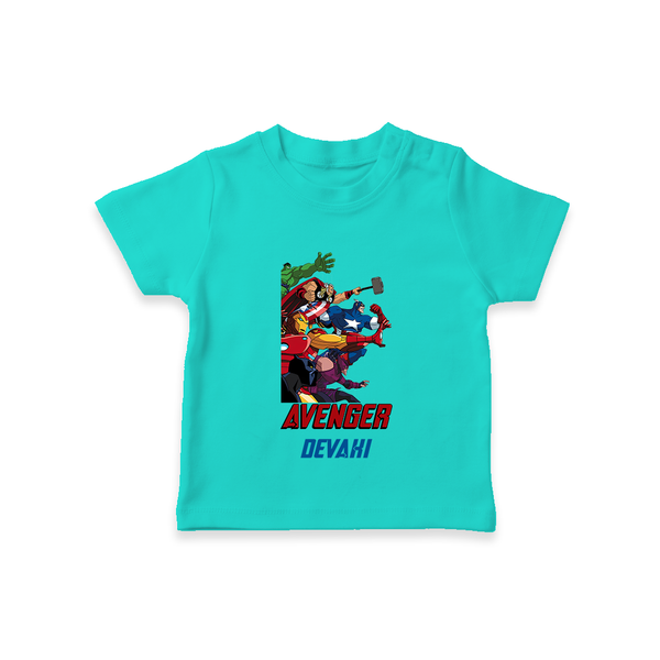 Avengers Team T-Shirt | Custom Name T-Shirt for Aspiring Avengers - TEAL - 0-5 Months Old (Chest 17")