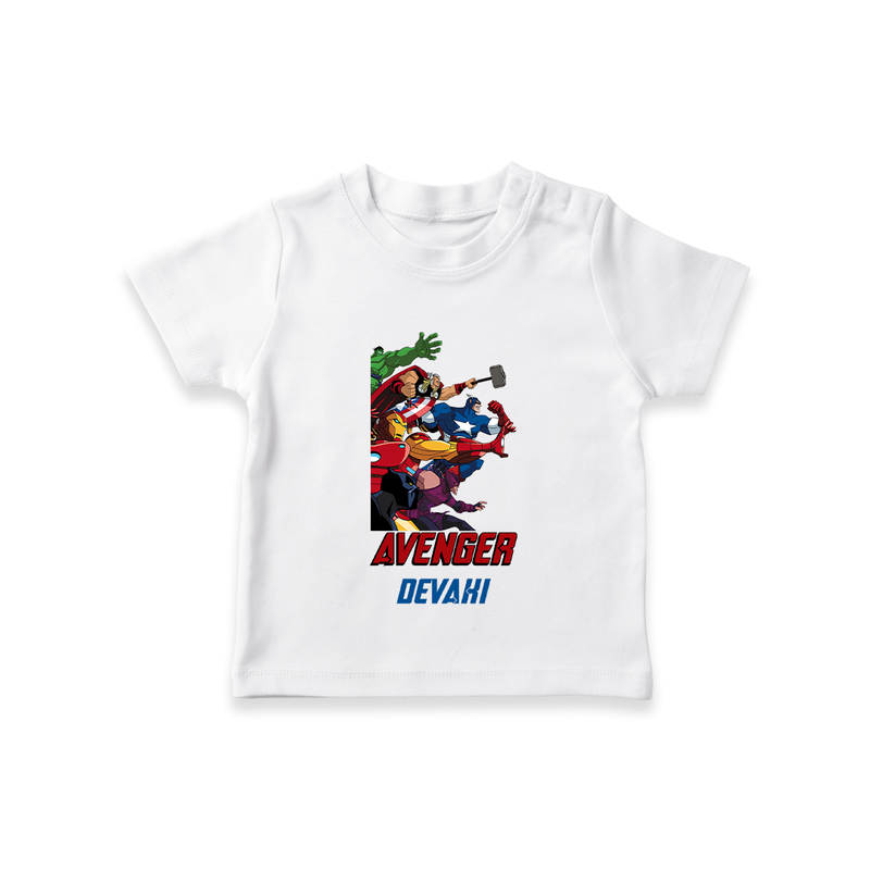 Avengers Team T-Shirt | Custom Name T-Shirt for Aspiring Avengers - WHITE - 0-5 Months Old (Chest 17")