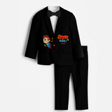 First Year Super Boy Themed Customized Knitted Blazer With Name For Kids - BLACK - 1 Year Old (Blazer - Chest 23"/Pant Length 17"/Pant Waist 21")