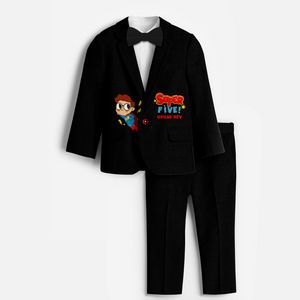 Fifth Year Super Boy Themed Customized Knitted Blazer With Name For Kids