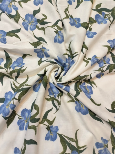 Blue Blossom Floral Cotton Sleeveless Short Kurti for Women