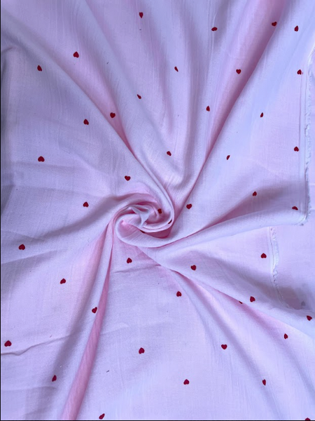 Blush Heart Print Cotton Peplum Top for Women