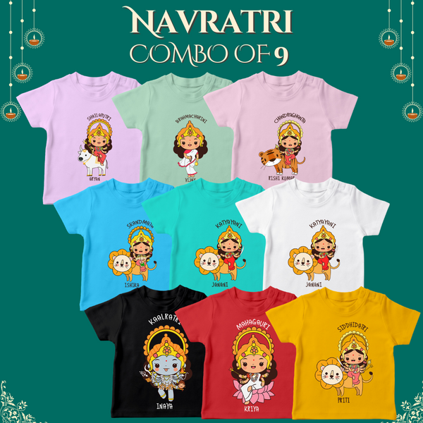 Customised 9-Piece Navaratri Baby T-Shirt - Combo Pack