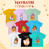 Navaratri Themed Personalised Kids T-Shirt Combo- 9 Pack